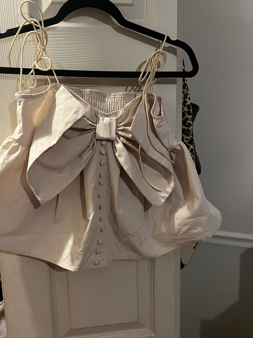 SHEIN Cream Bow-Front Spaghetti Strap Camisole